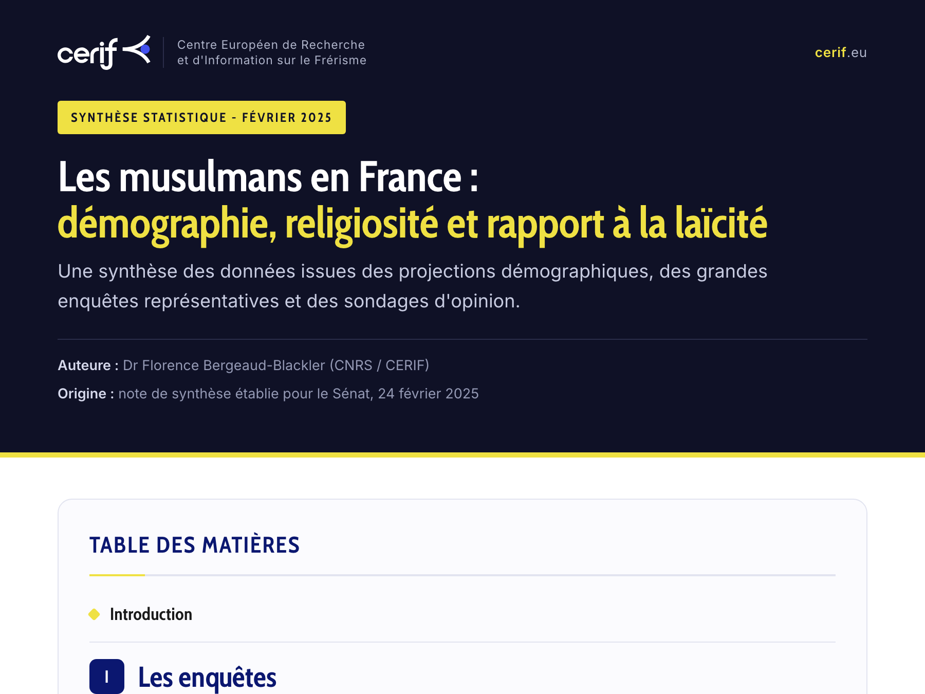 Les musulmans en France : démographie, religiosité et rapport à la laïcité